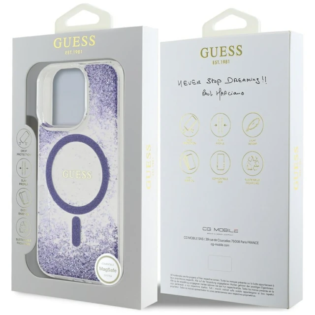Чехол Guess Resin Gradient Glitter для iPhone 16 Pro Purple with MagSafe (GUHMP16LRGRGEU)