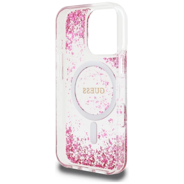 Чохол Guess Resin Bottom Glitter для iPhone 16 Pro Pink with MagSafe (GUHMP16LRGRGEP)