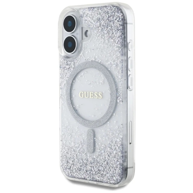 Чохол Guess Resin Gradient Glitter для iPhone 16 Silver with MagSafe (GUHMP16SRGRGES)