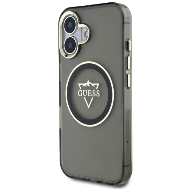 Чохол Guess IML Metal Mountain Logo для iPhone 16 Black with MagSafe (GUHMP16SHFGTMSLSK)