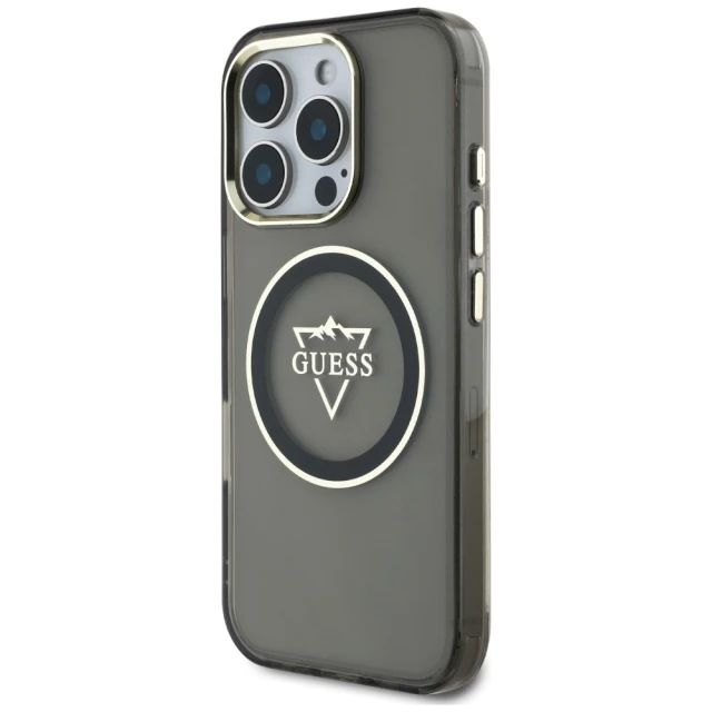 Чохол Guess IML Metal Mountain Logo для iPhone 16 Pro Black with MagSafe (GUHMP16LHFGTMSLSK)