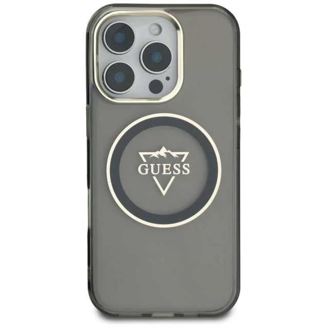 Чохол Guess IML Metal Mountain Logo для iPhone 16 Pro Max Black with MagSafe (GUHMP16XHFGTMSLSK)