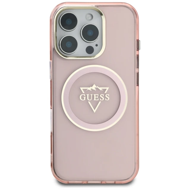 Чохол Guess IML Metal Mountain Logo для iPhone 16 Pro Max Pink with MagSafe (GUHMP16XHFGTMSLSP)