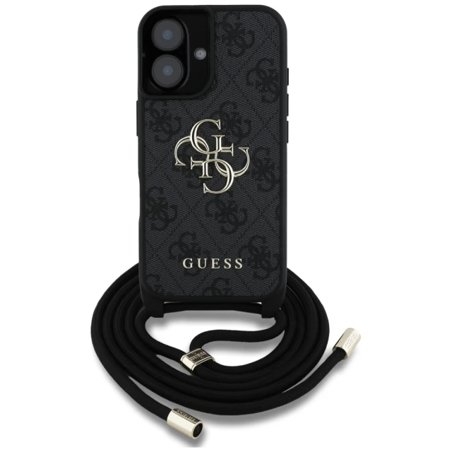 Чохол Guess 4G Big Logo Cord Strap Crossbody для iPhone 16 Black (GUHCP16SP4GMGCRK)