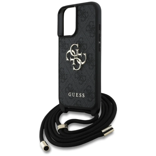 Чохол Guess 4G Big Logo Cord Strap Crossbody для iPhone 16 Black (GUHCP16SP4GMGCRK)