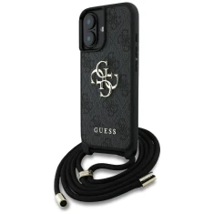 Чехол Guess 4G Big Logo Cord Strap Crossbody для iPhone 16 Plus Black (GUHCP16MP4GMGCRK)