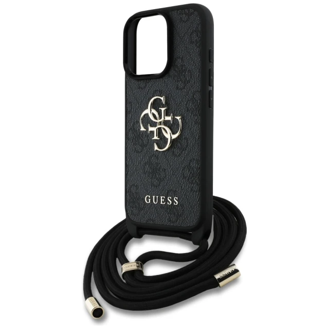 Чохол Guess 4G Big Logo Cord Strap Crossbody для iPhone 16 Pro Black (GUHCP16LP4GMGCRK)