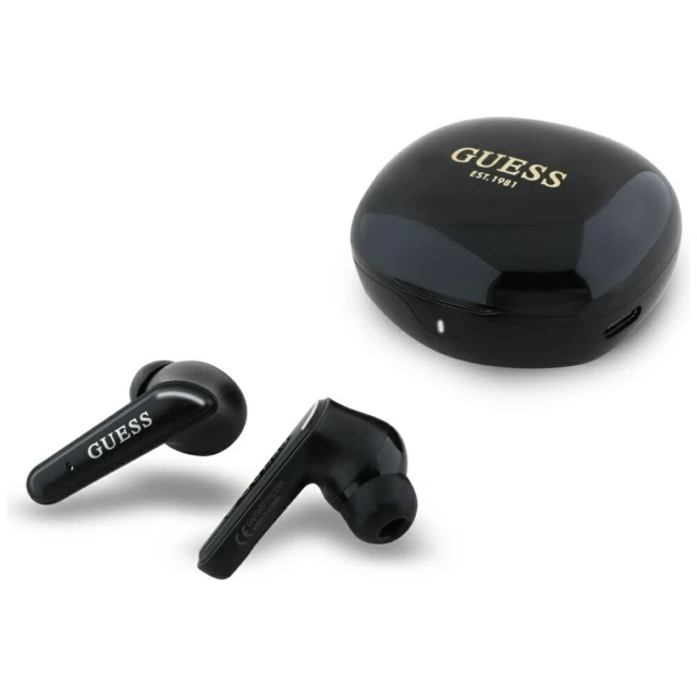 Бездротові навушники Guess Flat Classic Logo Electroplated Black (GUTWST7FCEEK)