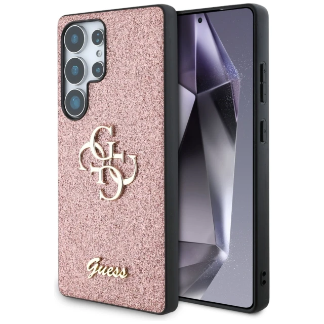 Чохол Guess Glitter Script Big 4G для Samsung Galaxy S25 Ultra (S938) Pink (GUHCS25LHG4SGP)