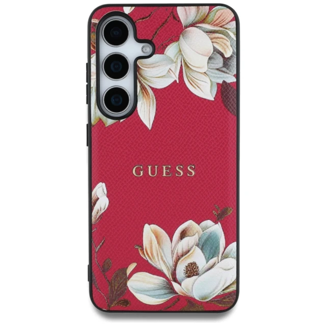 Чохол Guess Grained Printed Flower Pattern для Samsung Galaxy S25 (S931) Fuchsia with MagSafe (GUHMS25SPGNMPLMF)
