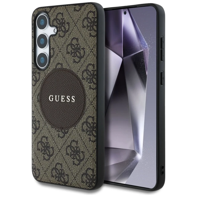 Чохол Guess 4G Round Patch Classic Logo для Samsung Galaxy S25 (S931) Brown with MagSafe (GUHMS25SP4PGRSGW)