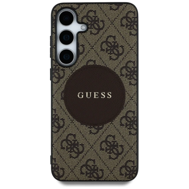 Чохол Guess 4G Round Patch Classic Logo для Samsung Galaxy S25 (S931) Brown with MagSafe (GUHMS25SP4PGRSGW)