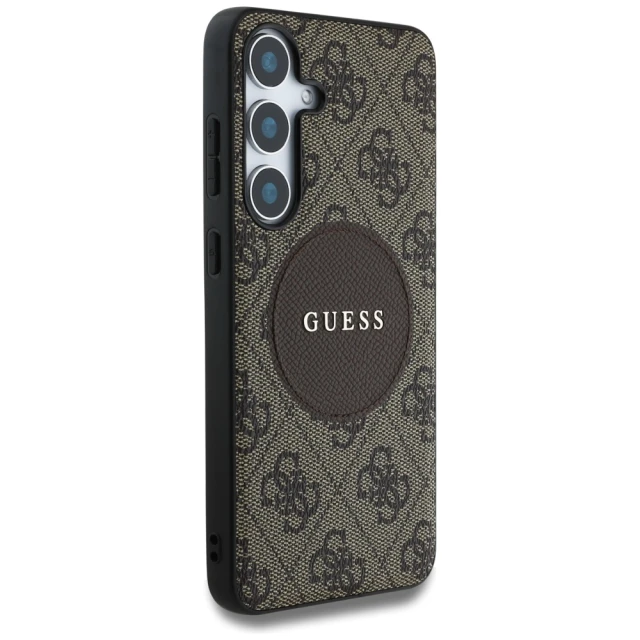 Чохол Guess 4G Round Patch Classic Logo для Samsung Galaxy S25 (S931) Brown with MagSafe (GUHMS25SP4PGRSGW)