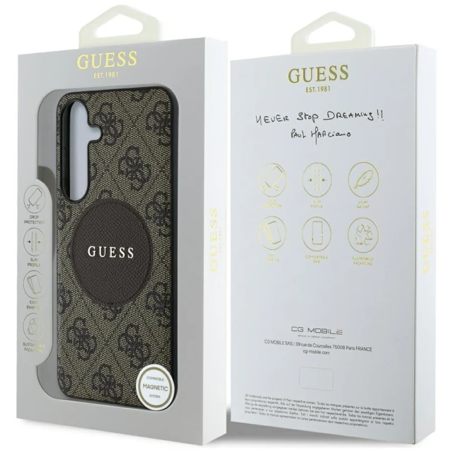 Чохол Guess 4G Round Patch Classic Logo для Samsung Galaxy S25 (S931) Brown with MagSafe (GUHMS25SP4PGRSGW)