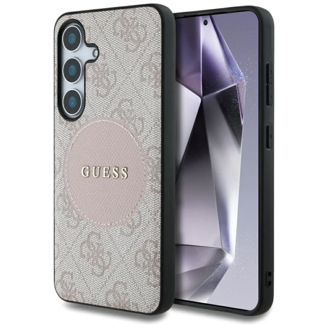 Чохол Guess 4G Round Patch Classic Logo для Samsung Galaxy S25 (S931) Pink with MagSafe (GUHMS25SP4PGRSGP)