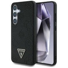 Чехол Guess Grained Hot Stamp Peony Pattern Triangle Logo для Samsung Galaxy S25 (S931) Black with MagSafe (GUHMS25SPGBTMK)