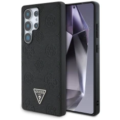 Чехол Guess Grained Hot Stamp Peony Pattern Triangle Logo для Samsung Galaxy S25 Ultra (S938) Black with MagSafe (GUHMS25LPGBTMK)