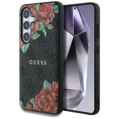 Чохол Guess 4G Flowers Print для Samsung Galaxy S25 (S931) Black with MagSafe (GUHMS25SP4ROPEMCK)