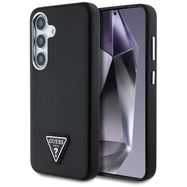 Чохол Guess Grained Triangle Logo для Samsung Galaxy S25 (S931) Black with MagSafe (GUHMS25SPGTSPSK)