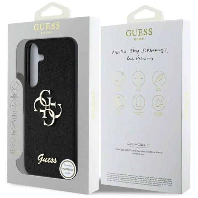 Чохол Guess Glitter Script Big 4G для Samsung Galaxy S25 (S931) Black (GUHCS25SHG4SGK)
