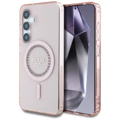 Чохол Guess IML Rhinestones для Samsung Galaxy S25 (S931) Pink with MagSafe (GUHMS25SPFTDTEP)