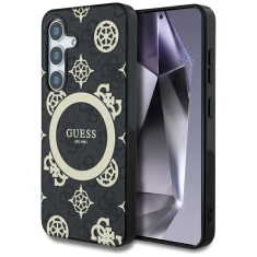 Чехол Guess IML Peony On 4G Background для Samsung Galaxy S25 (S931) Black with MagSafe (GUHMS25SH4PYEEK)