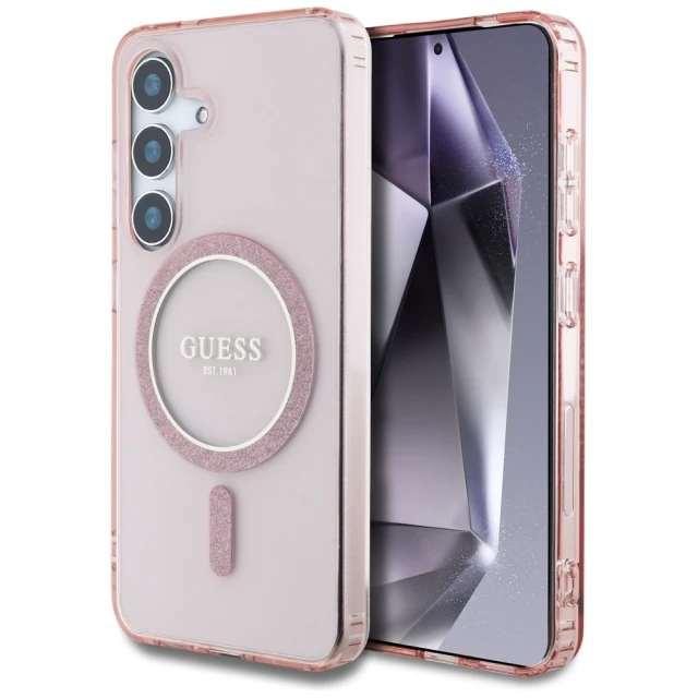 Чохол Guess IML Glitter Circle для Samsung Galaxy S25 (S931) Pink with MagSafe (GUHMS25SHFGEREP)