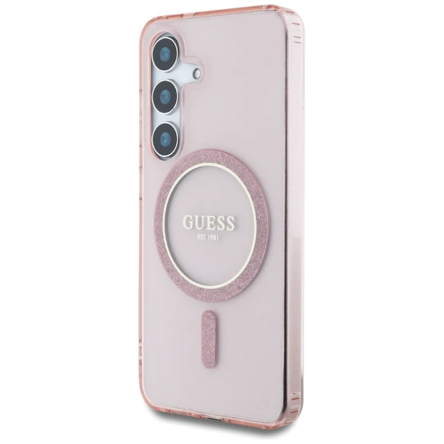 Чохол Guess IML Glitter Circle для Samsung Galaxy S25 (S931) Pink with MagSafe (GUHMS25SHFGEREP)
