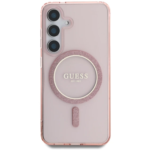 Чохол Guess IML Glitter Circle для Samsung Galaxy S25 (S931) Pink with MagSafe (GUHMS25SHFGEREP)