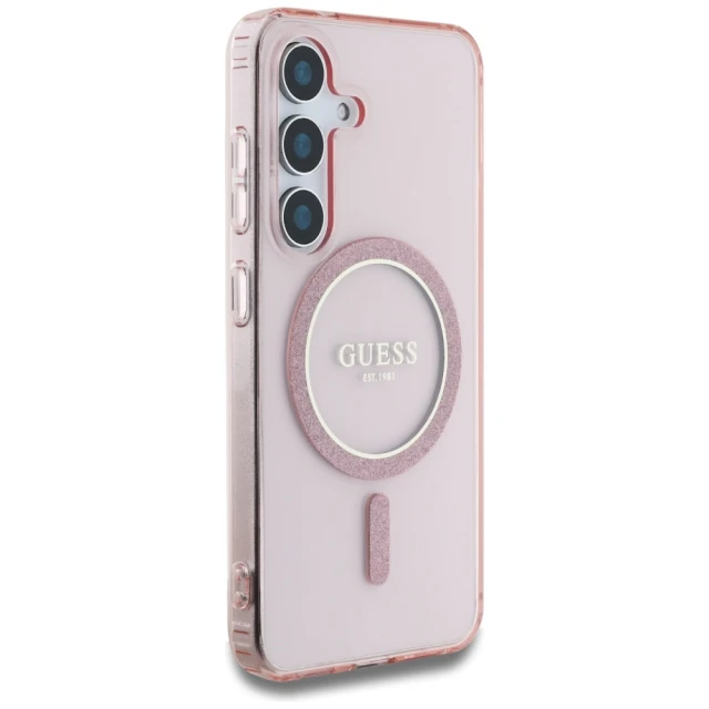 Чохол Guess IML Glitter Circle для Samsung Galaxy S25 (S931) Pink with MagSafe (GUHMS25SHFGEREP)