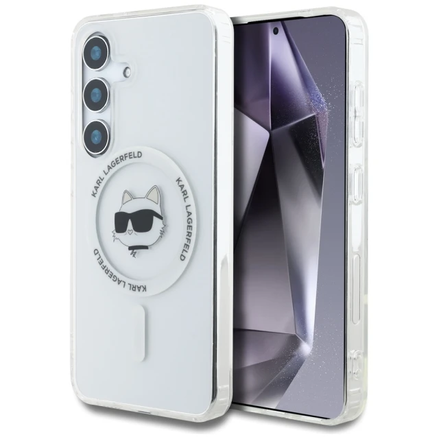 Чохол Karl Lagerfeld Button Choupette Head Printed Logo для Samsung Galaxy S25 Plus (S936) White with MagSafe (KLHMS25MHLSCHH)
