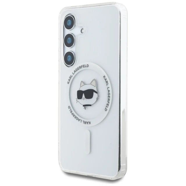 Чохол Karl Lagerfeld Button Choupette Head Printed Logo для Samsung Galaxy S25 Plus (S936) White with MagSafe (KLHMS25MHLSCHH)