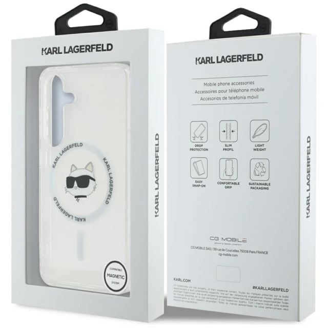 Чохол Karl Lagerfeld Button Choupette Head Printed Logo для Samsung Galaxy S25 Plus (S936) White with MagSafe (KLHMS25MHLSCHH)