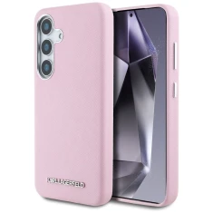 Чохол Karl Lagerfeld Saffiano Full Wrapped Elongated Metal Logo для Samsung Galaxy S25 (S931) Pink with MagSafe (KLHMS25SPSAFWMCP)