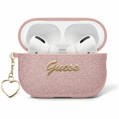 Чохол для навушників Guess Metallic Script Charm для AirPods 4 Pink (GUA4PGMCSP)
