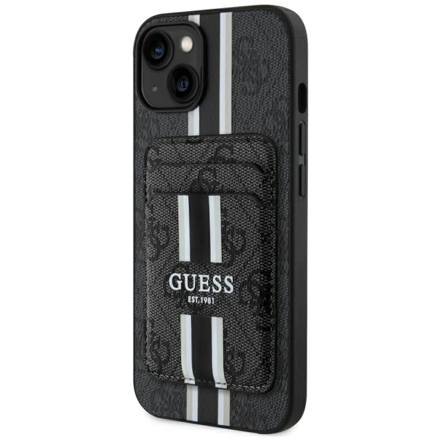 Чохол Guess 4G Stripes Wallet для iPhone 15 Black with MagSafe (GUBPHCP15SP4RPSK)