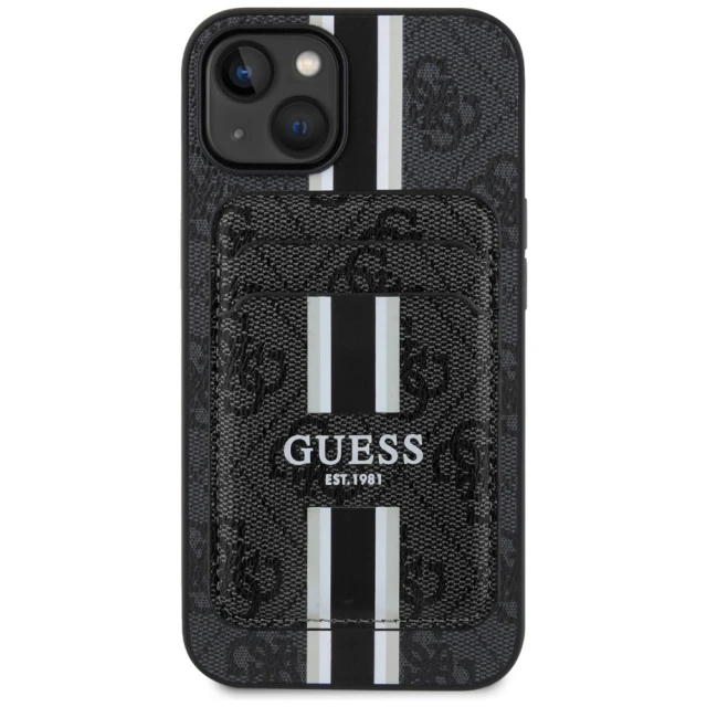Чохол Guess 4G Stripes Wallet для iPhone 15 Black with MagSafe (GUBPHCP15SP4RPSK)