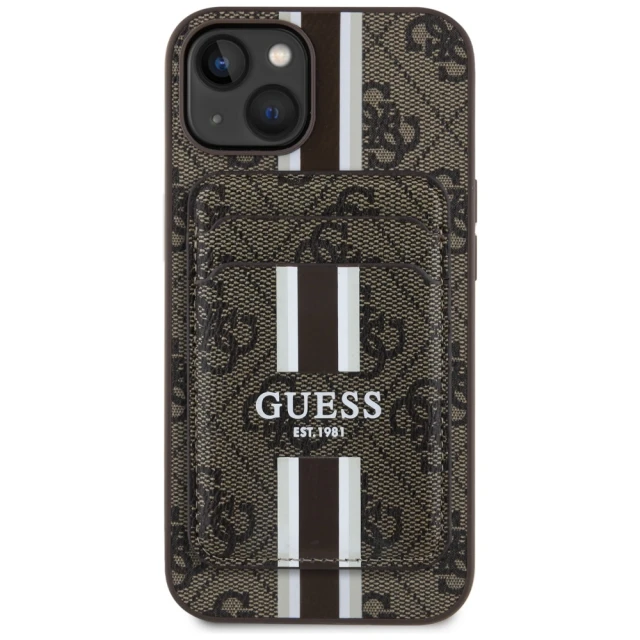 Чохол Guess 4G Stripes Wallet для iPhone 15 Brown with MagSafe (GUBPHCP15SP4RPSW)