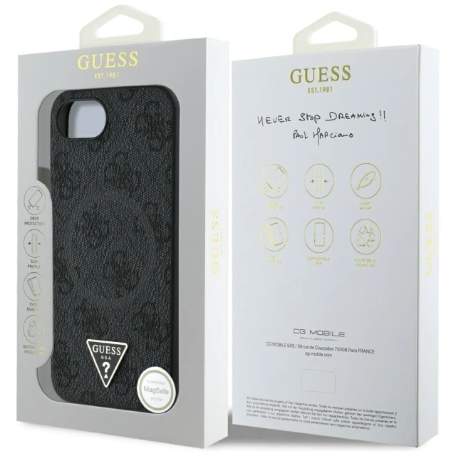 Чохол Guess 4G Ring Triangle Logo для iPhone 16e Black with MagSafe (GUHMPSE4P4TDPK)
