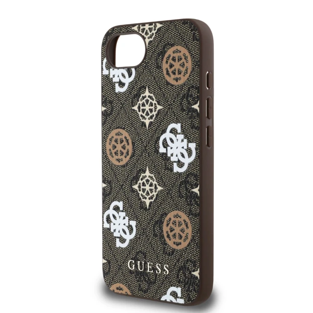 Чехол Guess PU 4G Peony для iPhone 16e Brown with MagSafe (3666339453305)