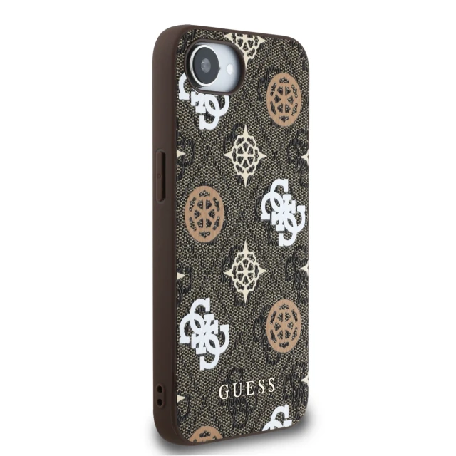 Чехол Guess PU 4G Peony для iPhone 16e Brown with MagSafe (3666339453305)