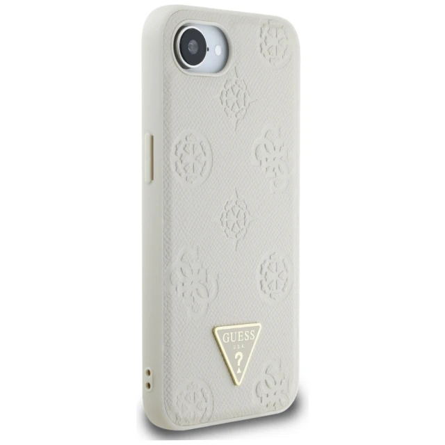 Чохол Guess Grained Hot Stamp Peony Pattern Triangle Logo для iPhone 16e Beige with MagSafe (GUHMPSE4PGBTME)