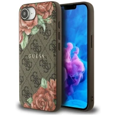 Чохол Guess 4G Flowers Print для iPhone 16e Brown with MagSafe (GUHMPSE4P4ROPEMCW)