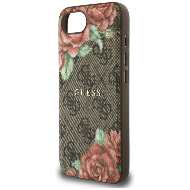 Чохол Guess 4G Flowers Print для iPhone 16e Brown with MagSafe (GUHMPSE4P4ROPEMCW)