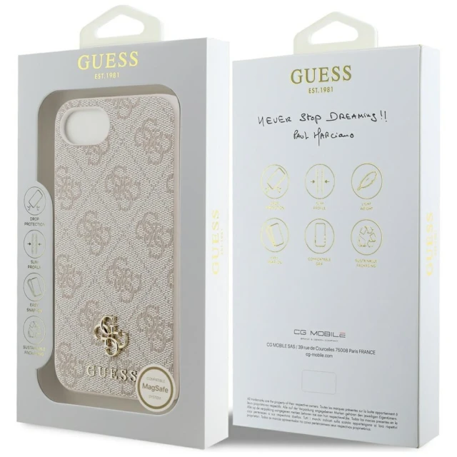 Чохол Guess 4G Small Metal Logo для iPhone 16e Pink with MagSafe (GUHMPSE4P4SM4MP)