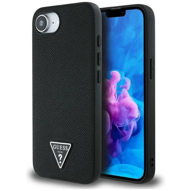 Чохол Guess Grained Triangle для iPhone 16e Black with MagSafe (GUHMPSE4PGTSPSK)