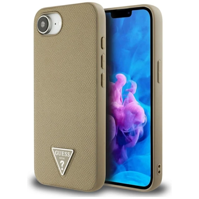 Чохол Guess Grained Triangle для iPhone 16e Brown with MagSafe (GUHMPSE4PGTSPSW)