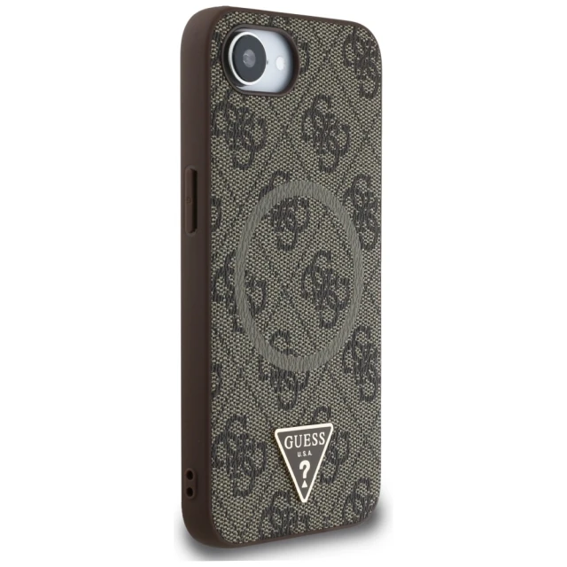 Чохол Guess 4G Ring Triangle Logo для iPhone 16e Brown with MagSafe (GUHMPSE4P4TDPW)