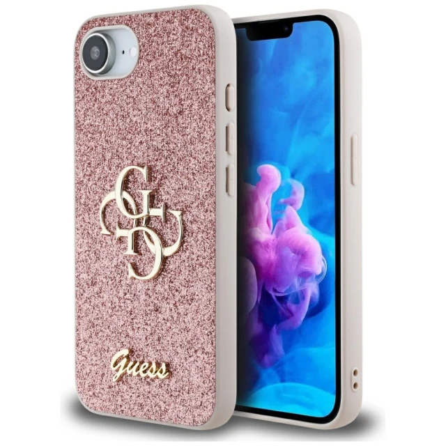 Чохол Guess Glitter Script Big 4G для iPhone 16e Pink (GUHCPSE4HG4SGP)