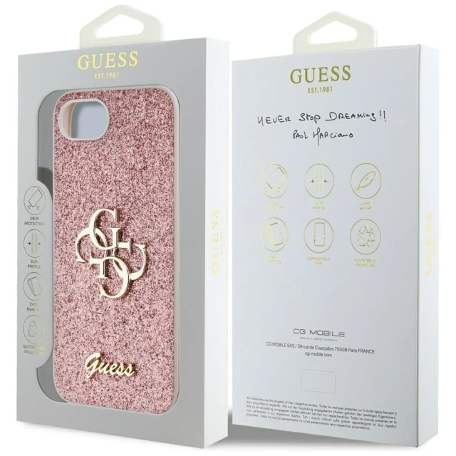 Чохол Guess Glitter Script Big 4G для iPhone 16e Pink (GUHCPSE4HG4SGP)